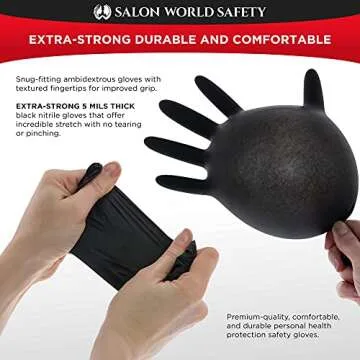 Buy Salon World Black Nitrile Disposable Gloves - 100 Pack, Size Small