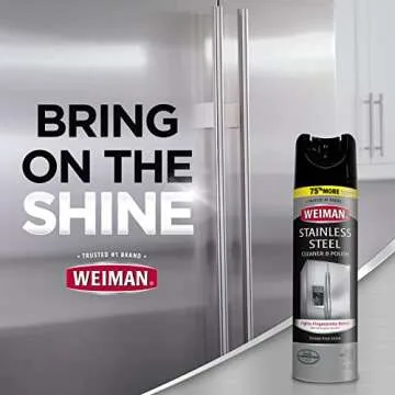 Weiman Stainless Steel Cleaner and Polish - 17 Ounce (2 Pack) Protects Appliances from Fingerprints and Leaves a Streak-less Shine for Refrigerator Dishwasher Oven Grill - 34 Ounce Total