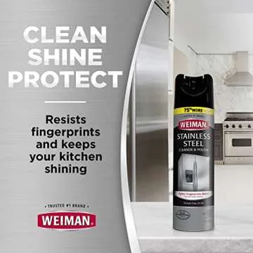 Weiman Stainless Steel Cleaner and Polish - 17 Ounce (2 Pack) Protects Appliances from Fingerprints and Leaves a Streak-less Shine for Refrigerator Dishwasher Oven Grill - 34 Ounce Total