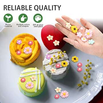 DIY Flower Resin Charms – 80Pcs Daisy Flatback Beads for Creative Projects