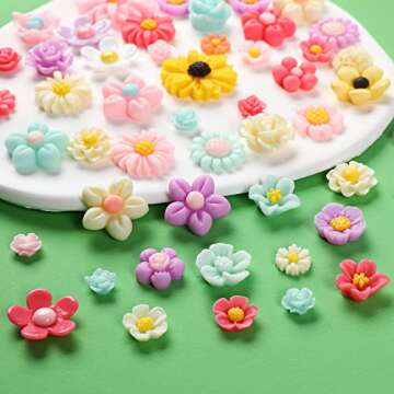 DIY Flower Resin Charms – 80Pcs Assorted Beads for Crafts