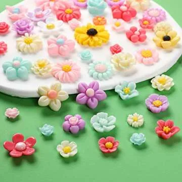 DIY Flower Resin Charms – 80Pcs Assorted Beads for Crafts
