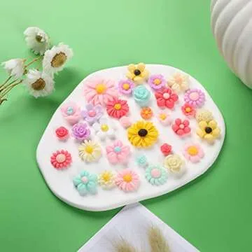 DIY Flower Resin Charms – 80Pcs Assorted Beads for Crafts