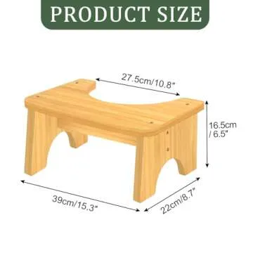 Bamboo Toilet Stool for Adults, JACNITAD Toilet Stool Poop Stool for Squatting, Toilet Stool Squat Adult, Non-Slip Potty Stool for Adults, Toilet Step Stool for Kids, 6.5 Inch Bathroom Stool, Natural
