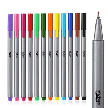 Mr. Pen Fineliner Pens 12 Pack - Vibrant Fine Point Markers