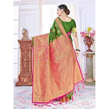 Elina Fashion Green Banarasi Silk Saree for Summer Style