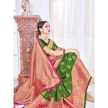 Elina Fashion Green Banarasi Silk Saree for Summer Style