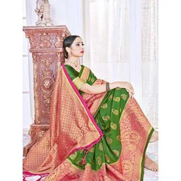 Elina Fashion Green Banarasi Silk Saree for Summer Style
