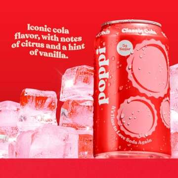 POPPI Sparkling Prebiotic Classic Cola Soda w/Gut Health & Immunity Benefits, Beverages made with Apple Cider Vinegar, Seltzer Water & Cola Flavors, Low Calorie & Low Sugar Drinks, 12oz (12 Pack)