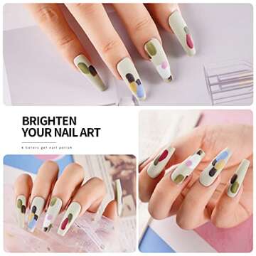 LanFo Green Gel Nail Polish Set, 6 Colors Nail Polish Set Green Gel Polish White Gel Nail Polish UV LED Soak Off DIY Nail Art at Home