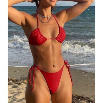 Trendy Dnzzs Women's High Waisted Bikini Set Swimsuit