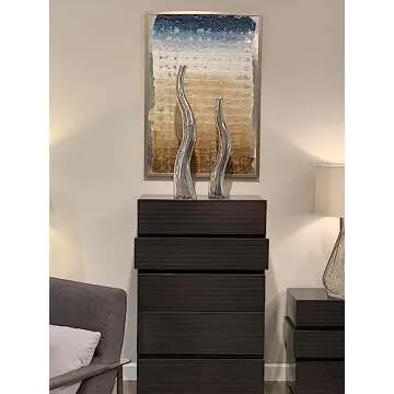 Modern Curva Tall Wiggly Vases Set - Silver Aluminum Decor