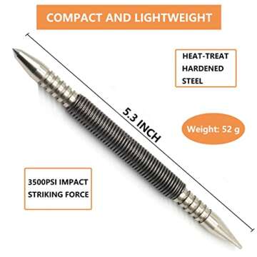 WHLLING 1/16″Dual Head Nail Setter and 3/16″Center Punch, 3500 PSI Striking Force Counter Punch Spring Nail Set