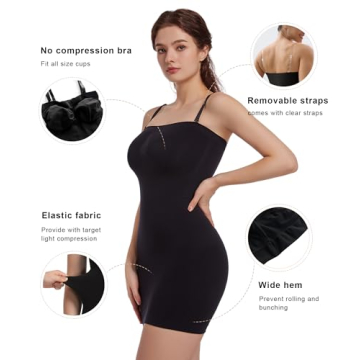 SHAPERX Women's Strapless Shapewear Tummy Control Slip