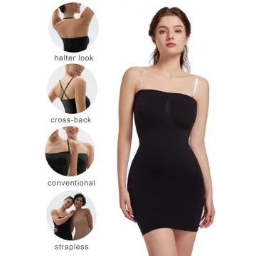 SHAPERX Women's Strapless Shapewear Tummy Control Slip