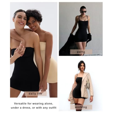 SHAPERX Women's Strapless Shapewear Tummy Control Slip