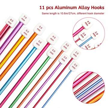 Tunisian Crochet Hooks Set 23 Pcs, Luxiv 12P 3-10mm Bamboo Knitting Needle with Extend Braided Tube, Anti-Slip Bead Bamboo Crochet Hook 11P 2-8mm Aluminum Crochet Hook Needle Hook Sets (Transparent)