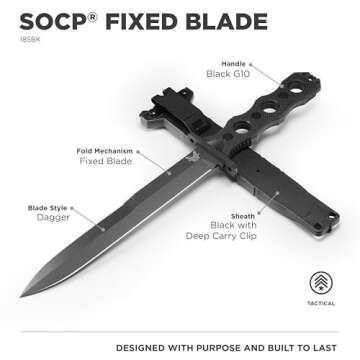 Benchmade - SOCP 185BK Tactical Knife with Black G10 Handle (185BK)