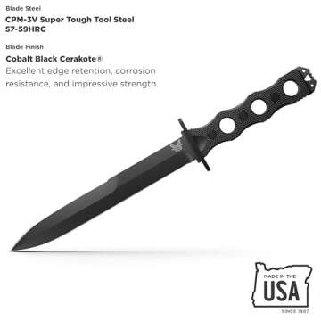 Benchmade - SOCP 185BK Tactical Knife with Black G10 Handle (185BK)