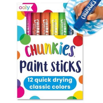 Ooly Chunkies 12 Mess Free Paint Sticks For Kids, Tempera Paint Sticks Kid Safe Colors, No Mess Quick Drying Art Supplies for Toddlers and Kids