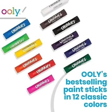 Ooly Chunkies 12 Mess Free Paint Sticks For Kids, Tempera Paint Sticks Kid Safe Colors, No Mess Quick Drying Art Supplies for Toddlers and Kids