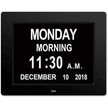 Clear Clock [Newest Version] Extra Large Digital Memory Loss Calendar Day Clock With Optional Day Cy...