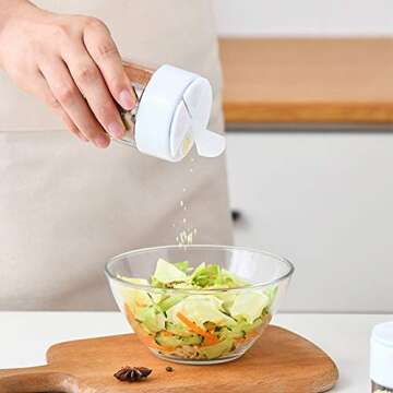 4-Pack 4 in 1 Salt and Pepper Shaker Jars Bottles, 4-Grid Flip Lid Spice Jars - Cylindrical Empty Pl...