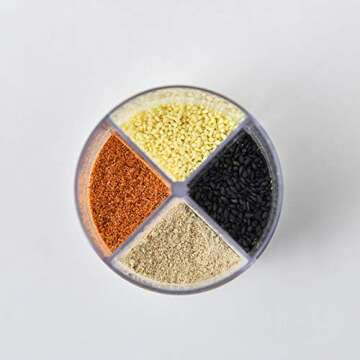 4-Pack 4 in 1 Salt and Pepper Shaker Jars Bottles, 4-Grid Flip Lid Spice Jars - Cylindrical Empty Plastic Seasoning Containers with Transparent Body for Travel Camping BBQ Kitchen Cooking (White)