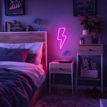 XIYUNTE Lightning Bolt Neon Signs for Wall Decor, USB or Battery Powered Led Lightning Bolt Sign, Pi...