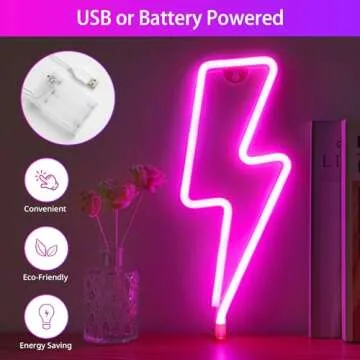 XIYUNTE Lightning Bolt Neon Signs for Wall Decor, USB or Battery Powered Led Lightning Bolt Sign, Pink Neon Lightning Bolt Sign for Gaming Decor, Girls Room, Christmas Decoration, Gifts for Kids