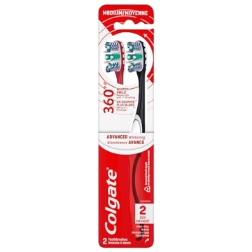 Colgate 360 Optic White Advanced Whitening Toothbrush - Dual Pack for Superior Oral Care