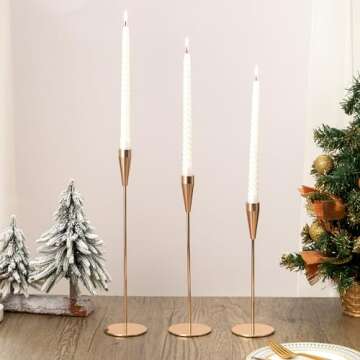 Lucklybestseller Stable Tall Candle Holder, Set of 3 Pcs Metal Table Centerpiece Decorative Candlest...