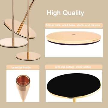 Lucklybestseller Stable Tall Candle Holder, Set of 3 Pcs Metal Table Centerpiece Decorative Candlestick Holder Golden for Wedding Dinner Party Mantle Birthday Christmas Thanksgiving Gift (Golden)