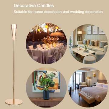 Lucklybestseller Stable Tall Candle Holder, Set of 3 Pcs Metal Table Centerpiece Decorative Candlestick Holder Golden for Wedding Dinner Party Mantle Birthday Christmas Thanksgiving Gift (Golden)