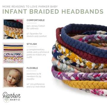 Parker Baby Girl Braided Headbands, Assorted 10 Pack of Hair Accessories for Girls - "Marigold Set"