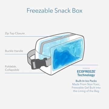 PackIt Freezable Snack Box, City Charcoal, Built with EcoFreeze® Technology, Collapsible, Reusable, Zip Closure with Buckle Handle, For Work Snacks, Fresh Snacks On the Go, Adults, and All Ages