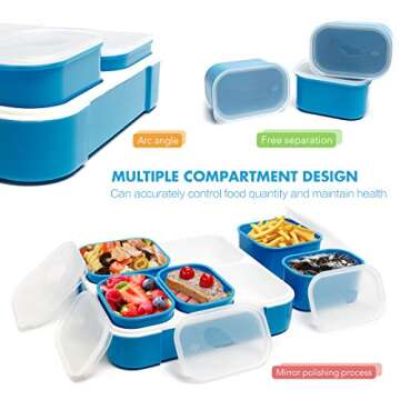 Fun Life Bento Lunch Box, 5 Compartment Insulated Leakproof Meal Prep Container Eco-Friendly Reusabl...