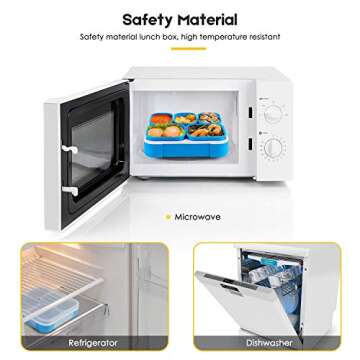 Fun Life Bento Lunch Box, 5 Compartment Insulated Leakproof Meal Prep Container Eco-Friendly Reusable for Men, Women, Adults, Kids (blue)