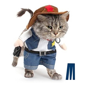 Mikayoo Pet Dog Cat Halloween Costumes - Cowboy Outfit for Parties