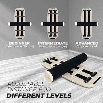 Yes4All Premium Surf Balance Board Trainer with Adjustable Stoppers - 3 Different Distance Options - Black