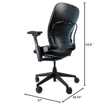 Steelcase Leap V2 Office Chair (Black Fabric) - Remanufactured - 12-Year Warranty (Fully Adjustable, Ergonomic, Furniture for The Workplace and Home Office)