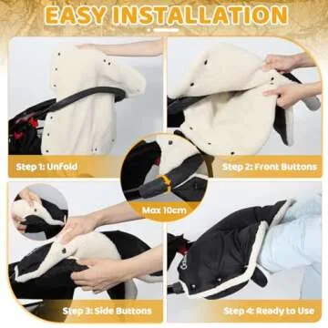 Orzbow Winter Stroller Gloves, Waterproof Stroller Mittens for Cold Weather with Berber Fleece, Universal Anti-freeze Hand Muffs Easily Attaches to Stroller, Parents and Caregivers, Cozy & Warm, Black