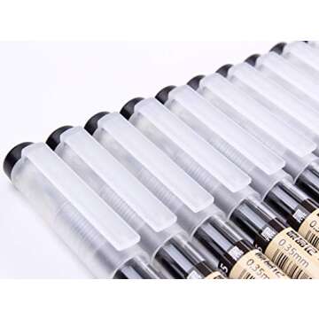 GANSSIA 0.35mm Gel Ink pen Black Ink Extra-fine Gel Ink Pens Ballpoint pen Office School Stationery Supply Pack of 12 Pcs