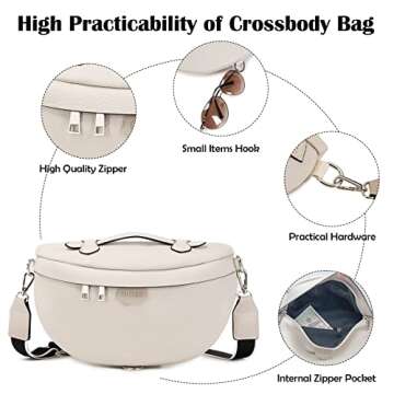 Eslcorri Crossbody Bags for Women - Fashion Sling Purse Shoulder Bag Fanny Pack Leather Causal Chest Bum Bag with Adjustable Wide Strap for Workout Traveling Running Shopping - Brown