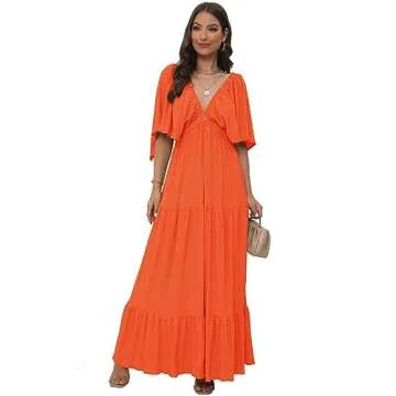 Stylish Women's Summer Maxi Dress with Flutter Sleeves