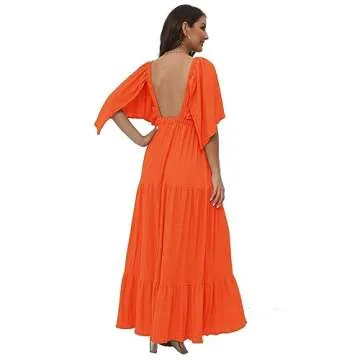 Stylish Women's Summer Maxi Dress with Flutter Sleeves