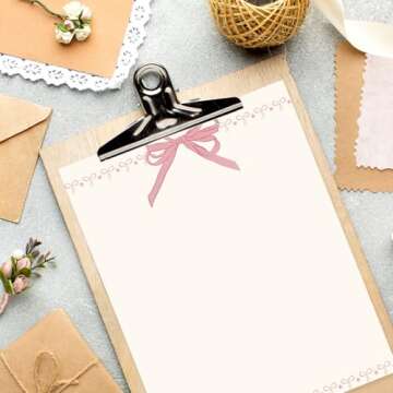 FYSUIMU 25 Sheets Pink Bow Stationery Letterhead Paper Bowknot Coquette Letter Writing Paper for Party Note Greeting Office Printing, 8.5 x 11 Inch, Single-Sided