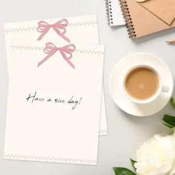 FYSUIMU 25 Sheets Pink Bow Stationery Letterhead Paper Bowknot Coquette Letter Writing Paper for Party Note Greeting Office Printing, 8.5 x 11 Inch, Single-Sided