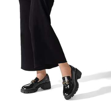 DREAM PAIRS Women's Slip-On Chunky Loafers - Stylish Comfort