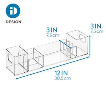 iDesign Clarity 12" Bathroom Vanity Countertop Multi Level Organizer for Cosmetics, Makeup, Vitamins, Medicine - Clear